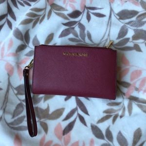 NWT maroon MK wallet with compartment for phone